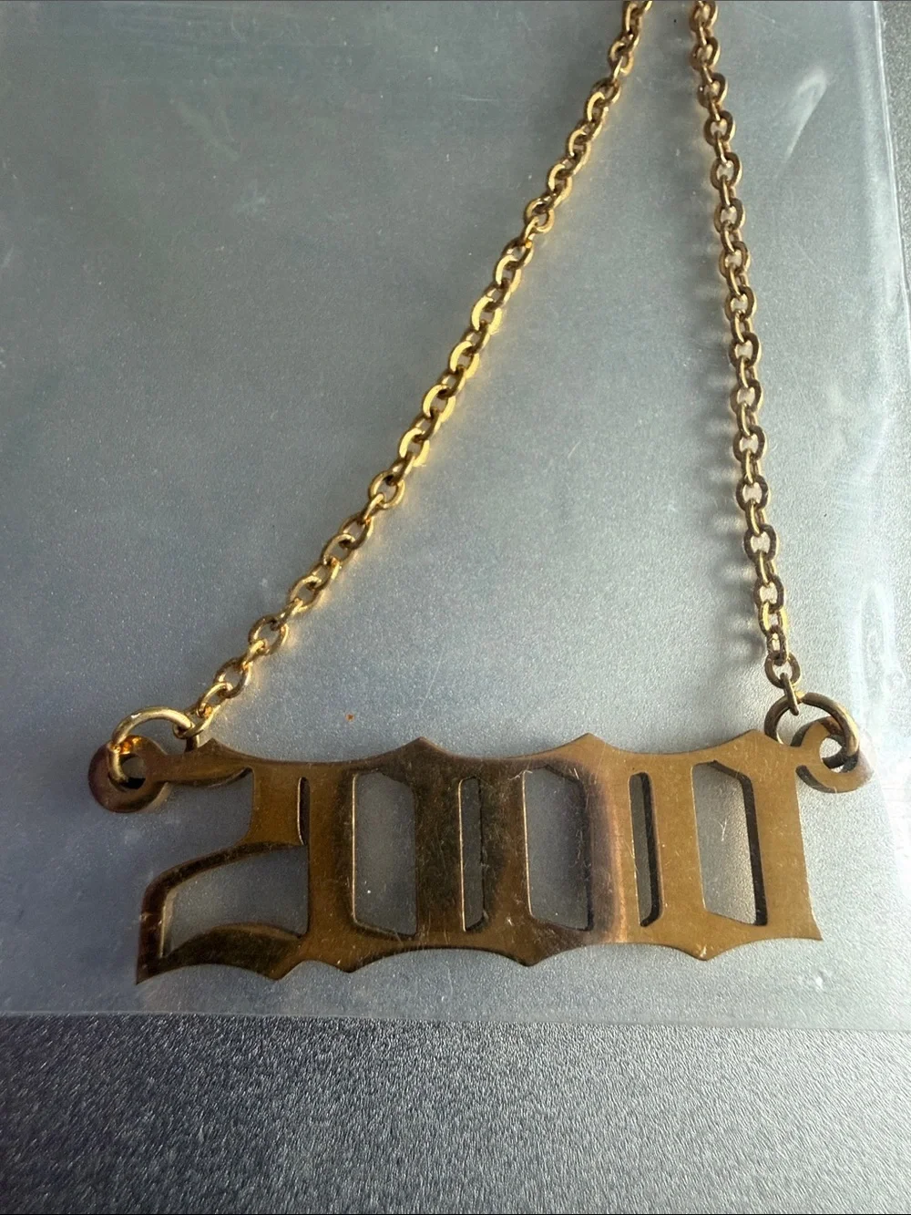 Gold '2000' Number Pendant Necklace - Women's Jewelry
